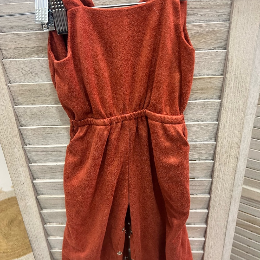 Suede Rust Jumpsuit - Picture 2 of 3